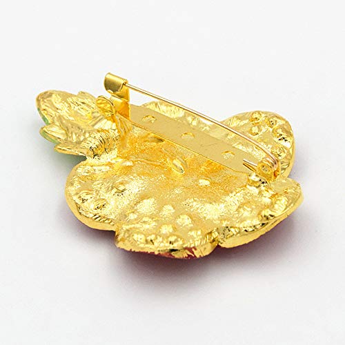 MLZYKYJZ Broche de Hoja Verde de Amapolas Rojas, Conjunto de Broche de Flor de Amapola, Insignia de Cristal con Broche de Amapola roja, Regalo del día de Recuerdo de la Insignia (Oro)