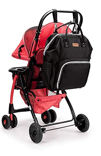 Mochilas para Pañales Biberones,Bolso del Bebé Mamá,Impermeable con Estilo Oxford Bolso Pañal de Gran Capacidad, con Portátil Cambiador y 2 Piezas Ganchos Carrito Bebé