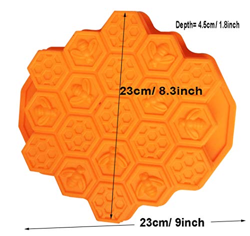 Molde de panal para tartas, 19 celdas, miel, abejas, jabón, cera de abejas, hielo, gelatina, chocolate, molde de silicona para tartas, color puede variar