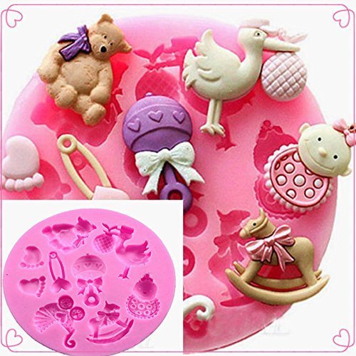 Moldes de silicona para fondant, decoración de tartas, herramientas para hacer bricolaje, dulces, chocolate, cubitos de hielo, jabón, etc. Baby Shower Fondant Mold