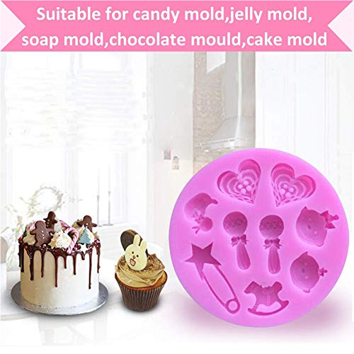 Moldes de silicona para fondant, decoración de tartas, herramientas para hacer bricolaje, dulces, chocolate, cubitos de hielo, jabón, etc. Baby Shower Fondant Mold