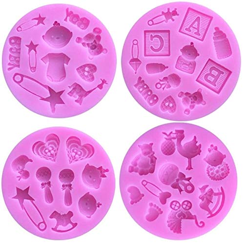 Moldes de silicona para fondant, decoración de tartas, herramientas para hacer bricolaje, dulces, chocolate, cubitos de hielo, jabón, etc. Baby Shower Fondant Mold