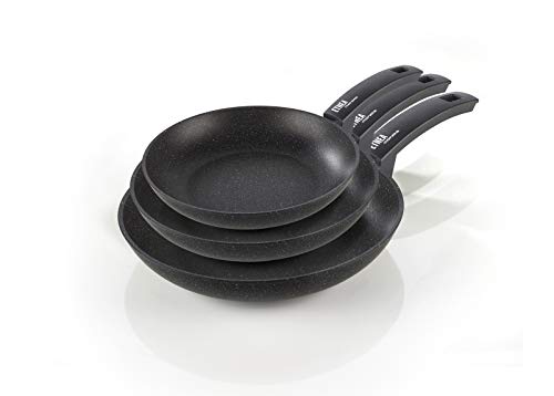 Moneta Etnea, Juego de Sartenes 20+24+28 cm, Aluminio, Color Negro