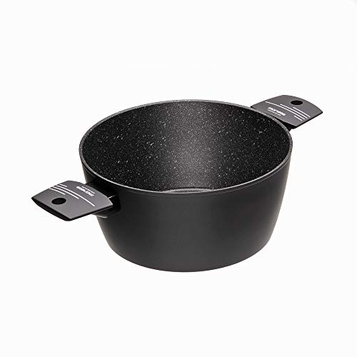 Moneta Yes (Zeus 2.0) Cacerola, Aluminio Antiadherente Reforzado, Color Negro, para todo tipo de cocinas incluida inducción, 24 cm