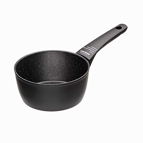 Moneta Yes (Zeus 2.0) Cazo, Aluminio Antiadherente Reforzado, Color Negro, para todo tipo de cocinas incluida inducción, 16 cm