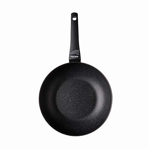 Moneta Yes (Zeus 2.0) Wok, Aluminio Antiadherente Reforzado, Color Negro, para todo tipo de cocinas incluida inducción, 28 cm