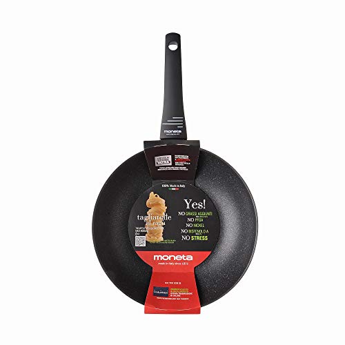 Moneta Yes (Zeus 2.0) Wok, Aluminio Antiadherente Reforzado, Color Negro, para todo tipo de cocinas incluida inducción, 28 cm