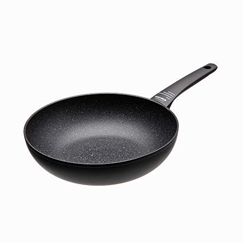 Moneta Yes (Zeus 2.0) Wok, Aluminio Antiadherente Reforzado, Color Negro, para todo tipo de cocinas incluida inducción, 28 cm