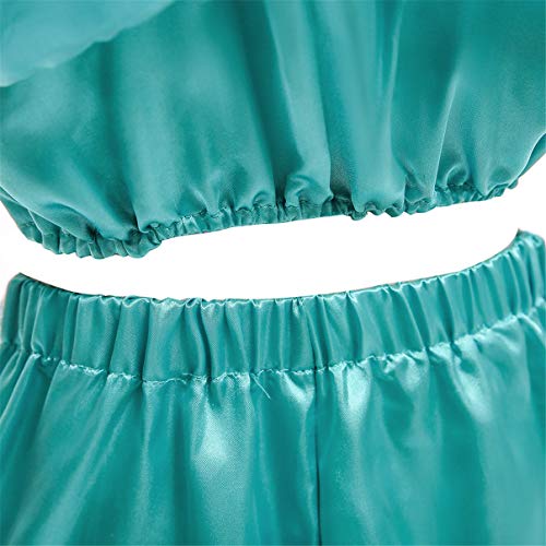 Monissy Niña Aladdin Princesa Jasmine Disfraz Tops Pantalones Manga Corta Traje Cosplay Actuación Carnaval Navidad Regalo Cumpleaños Danza Vientre Vestido de Princesa 3-10Años 110-150cm