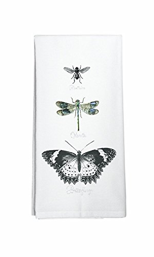 Montgomery Street Designs Montgomery Street Mariposa, libélula y la Abeja de algodón Harina Saco Toalla de Plato 30 x 30 Multicolor
