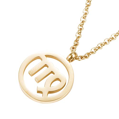 Morella Collar Acero Inoxidable Oro con Colgante Signo del Zodiaco Virgo en Bolsa de Terciopelo