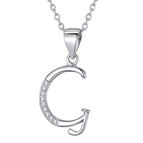 Morella collar de mujer con colgante letra G de 925 plata rodiada con piedras de circonita para damas 45cm color blanco