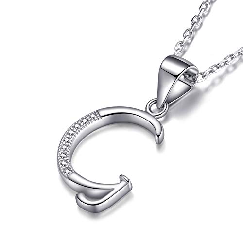 Morella collar de mujer con colgante letra G de 925 plata rodiada con piedras de circonita para damas 45cm color blanco