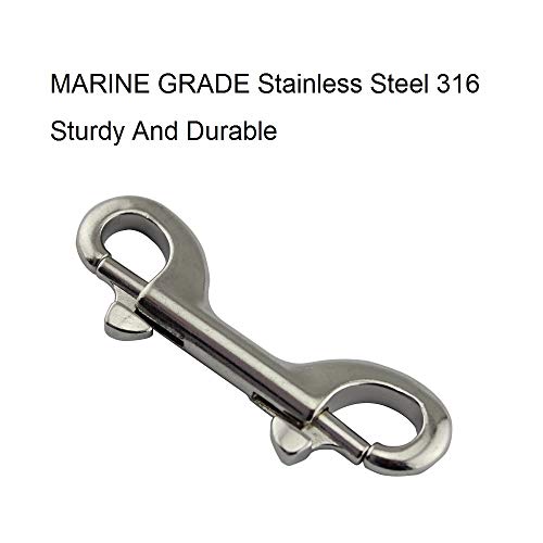 Mosqueton 5PCS 316 de 90 mm de acero inoxidable doble composición Gancho for el buceo Correas for perros Marina Doble Gancho Metal (Color : Silver, tamaño : 90mm)
