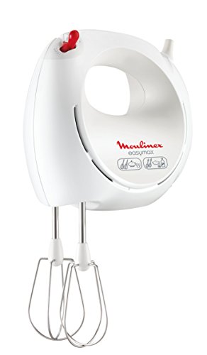 Moulinex Easymax HM2501 Batidora de varillas y amasadora de 200 W 5 velocidades, dos sets de varillas, compacta y facil de guardar