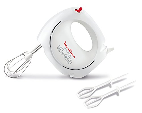 Moulinex Easymax HM2501 Batidora de varillas y amasadora de 200 W 5 velocidades, dos sets de varillas, compacta y facil de guardar