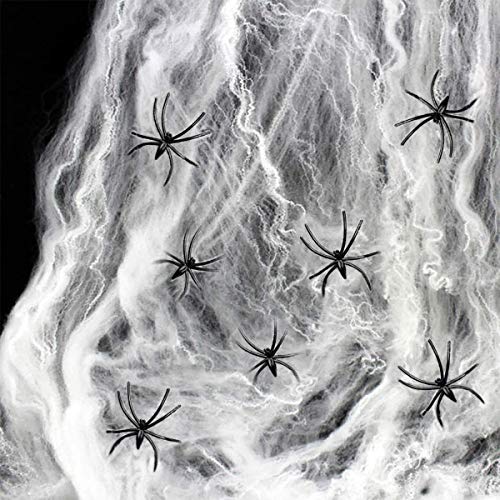 MOULLY 6 Paquetes Telaraña Halloween, Tela de araña 1000 pies Cuadrados con 60 arañas Falsas para Halloween Decoracion Fiesta de Carnaval de Halloween