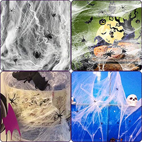 MOULLY 6 Paquetes Telaraña Halloween, Tela de araña 1000 pies Cuadrados con 60 arañas Falsas para Halloween Decoracion Fiesta de Carnaval de Halloween