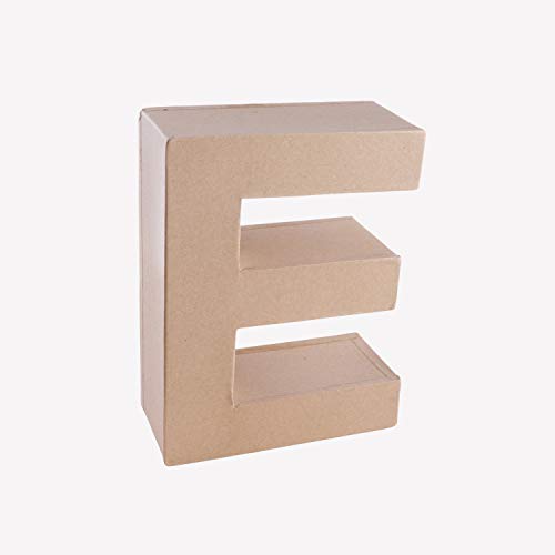 MP - Letra Decorativa en 3D Grande de Cartón - Letra E - Color Kraft, 16,5 cm