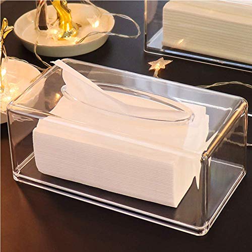 Mu Mianhua - Caja de pañuelos de acrílico transparente con dispensador de servilletas para el hogar, oficina, coche