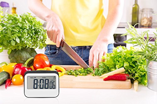Mudder Temporizador Magnético Digital de Cocina/Temporizador con Gran Pantalla, Temporizador para Hogar, Gris-Blanco