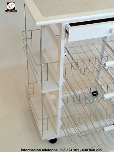 Mueble Gestion Verdulero Carro Cocina Bahia 5 Blanco