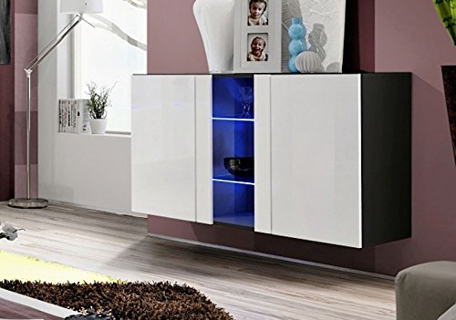 muebles bonitos – Aparador Colgante de diseño Salve en Color Blanco con Negro