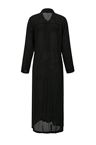 Mujer Vestidos Largos Casual Camiseros Manga Larga Botón Lateral De Hendidura Vestido De Fiesta Black L