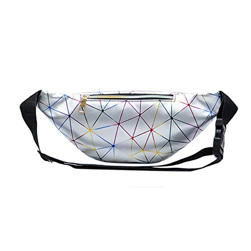 Mujeres de Moda Riñoneras Deportivas, Morbuy Impermeables Plegable Brillante Holograma Bolsas de Cintura Bolsillos de Cremallera Correa Ajustable para Running Fiestas (30 * 10 * 15,Negro)