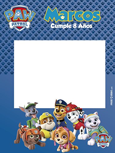 MundoPrint Marco Photocall Personalizado. Modelo Patrulla Azul. 70x100cm. Cartón de 4mm.