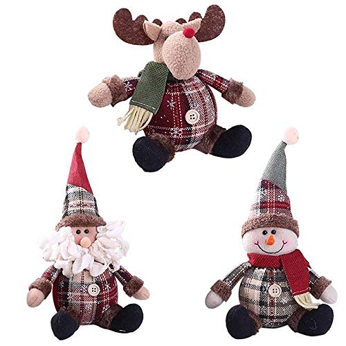 Muñecos De Peluche Navideños, Decoraciones Adorno Navideño De Muñeco De Nieve Sentado De Papá Noel, Alce Animado Muñeco De Nieve De Papá Noel Figura Decoraciones De Estatuilla De Navidad, Paño Suave