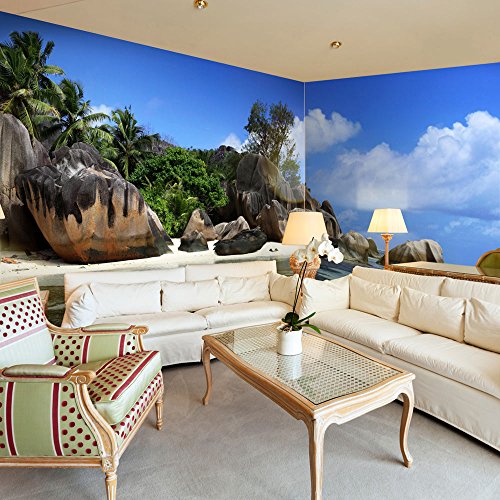 murando Fotomurales Tropical Mar Playa 550x250 cm XXL Papel de esquina Papel pintado tejido no tejido Decoración de Pared decorativos Murales moderna de Diseno Paisaje Panorama c-A-0058-a-c