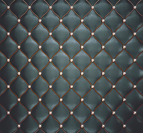 murimage Papel Pintado Cuero Negro 274 x 254 cm Incluye Pegamento Fotomurales imitación de piel lujo óptica 3D diamantes brillo acolchado dormitorio