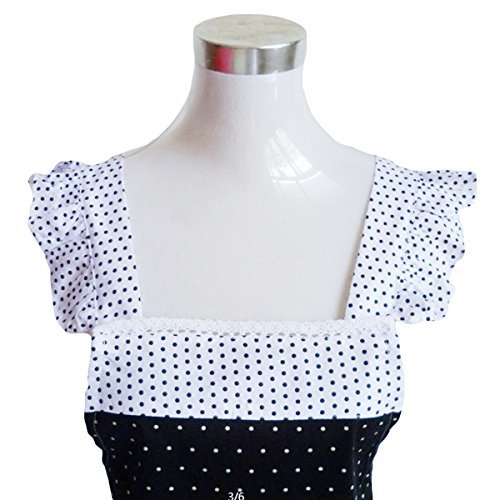 Musuntas® Lindo Patrón princesa Style puntos Falbala mujeres delantal decorativo cocinar cocina con 2 bolsillos Bowknot (Negro + Blanco)