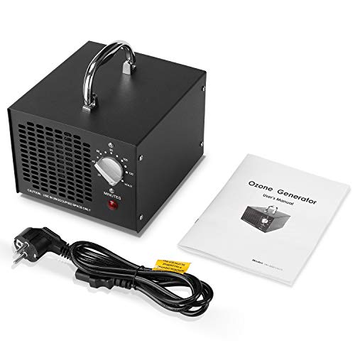 MVPower Generador de Ozono 5000mg/h,Purificador Ozono de Aire Profesional con Temporizador contra gérmenes, moho, malos olores, para habitaciones, humo, coches, oficina y mascotas, 17,4 x 18,4 x 14 cm
