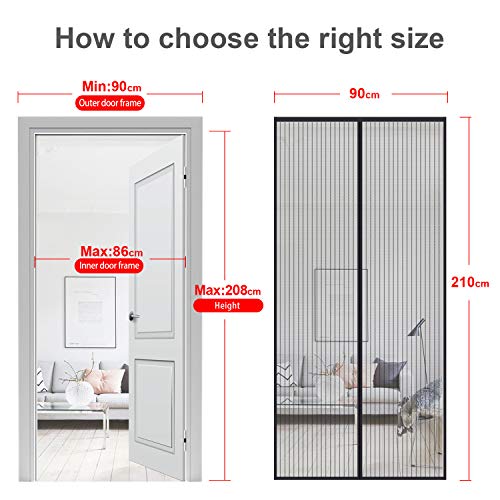 MYCARBON Mosquitera Puerta Magnetica Corredera Cortina Mosquitera Magnética para Puertas Cortina de Sala de Estar la Puerta del Balcón Puerta Corredera de Patio  (90*210cm)