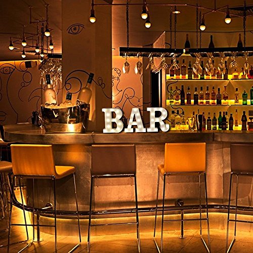 Mystery&Melody LED BAR letra decorativa lámpara luz LED alfabeto blanco sólido letras para fiesta boda decoración luz (BAR)