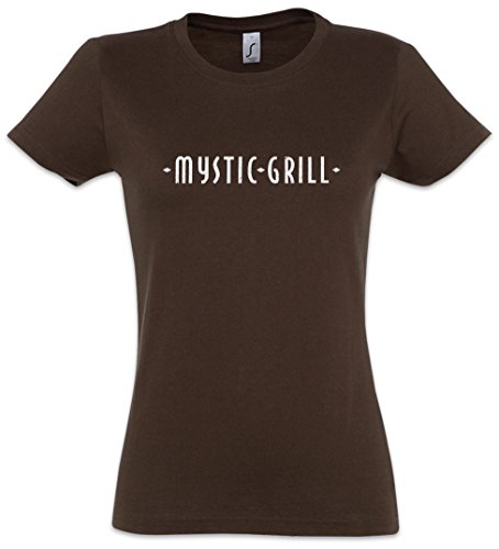 MYSTIC GRILL MUJER GIRLIE Women T-SHIRT - Vampire TV Series Diaries The Falls Robert Restaurant Bar Sign Insignia Logo Company signo símbolo marca empresa firma fábrica consorcio Tamaños XS - 2XL