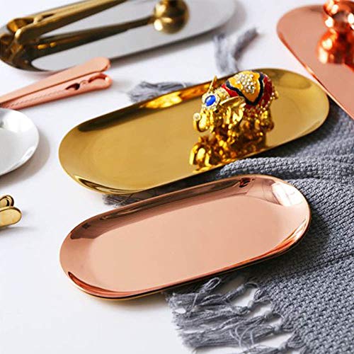 N\A Bandeja de Almacenamiento Inicio Bandeja de almace Acero Inoxidable Bandeja de Almacenamiento Metal del Oro de Rose Placa Oval de Plata el Oro del Hierro de Frutas Placa de Postre Bandeja de j