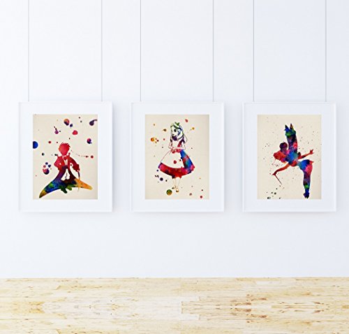 Nacnic Pack de láminas para enmarcar MIS Cuentos. Posters Estilo Acuarela con imágenes de Cuentos Infantiles. Decoración de hogar. Láminas para enmarcar. Papel 250 Gramos