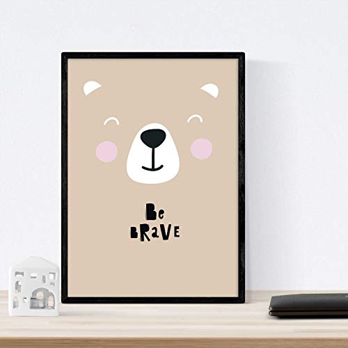 Nacnic Set de 4 láminas Ballena, pingüino, Foca y Oso Polar. Posters de Animales. Tamaño A4 sin Marco