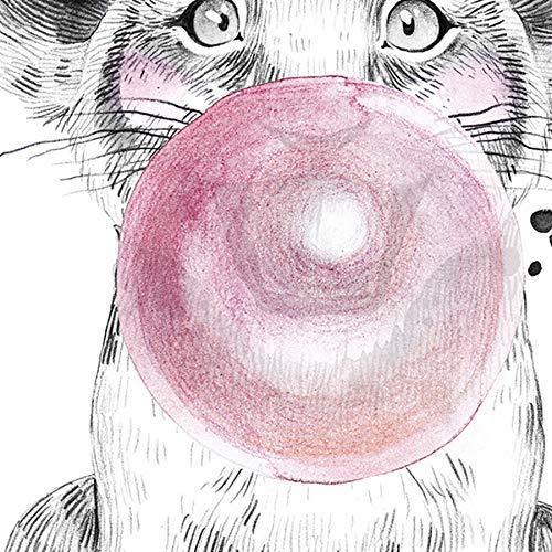 Nacnic Set de 4 láminas de Animales Infantiles con Chicle Rosa,en tamaño A4, Poster Papel 250 gr Marco