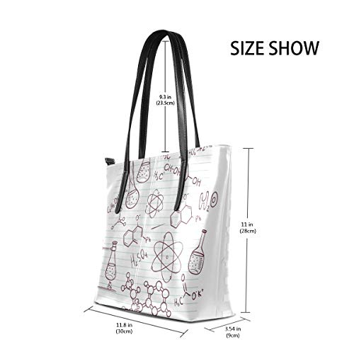 NaiiaN para Mujeres Niñas Señoras Estudiantes Bolsos de hombro Bolsos Correa de peso ligero Cuero Química Tema Fórmula química Tubo de ensayo en papel Bolsa de mano Monedero Compras Vintage