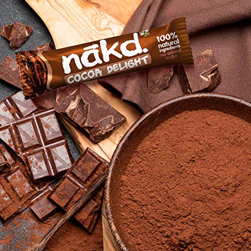Nakd Barritas de Fruta y Frutos Secos al Cacao - Pack de 18 x 35 g, Sin Azúcar Añadido, Sin Gluten, Sin Lactosa, Vegano