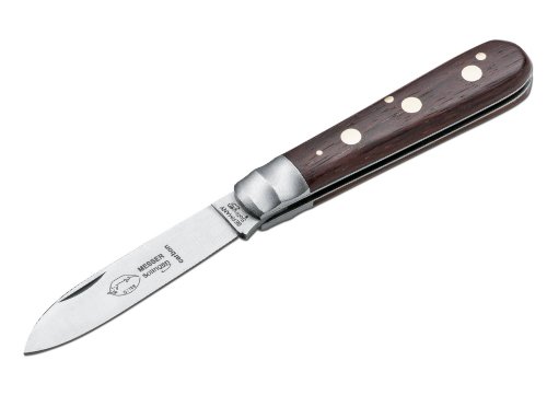 Navaja Marinera Otter DREI-Nieten con Hoja de Acero Carbono de 9 cm y empuñadura de Madera de granadillo de 10 cm 01OT003 para Caza, Pesca, Supervivencia y Bushcraft + Portabotellas de Regalo
