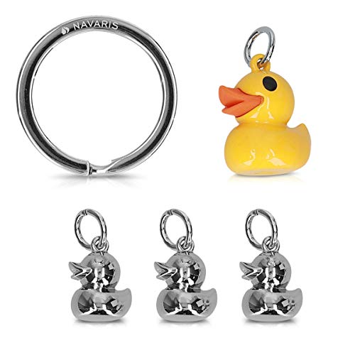 Navaris Llavero de Pato - Llavero de Metal para Llaves Coche y casa - Colgante para Mochila o Bolso con Familia de Patos