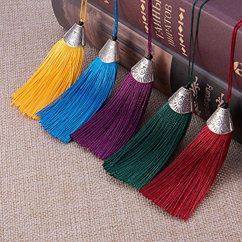 NBEADS 20 Piezas 80mm Colgante de Borla Sedosa, Borla de Colores Mezclados con Tapas Vintage para Bolso, Manualidades, Llavero, Correas, Decoración y Fabricación de Bricolaje