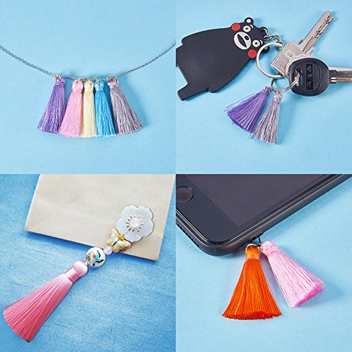 NBEADS 78 borlas Suaves y sedosas de Colores Surtidos Hechas a Mano con Lazos para Llavero y Correas para teléfono móvil, Accesorios de Bricolaje
