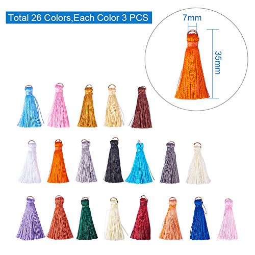 NBEADS 78 borlas Suaves y sedosas de Colores Surtidos Hechas a Mano con Lazos para Llavero y Correas para teléfono móvil, Accesorios de Bricolaje