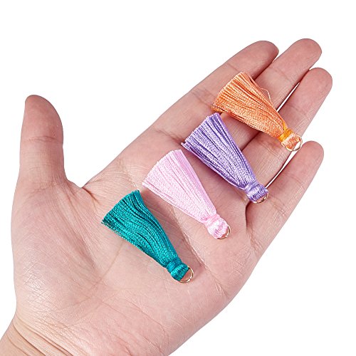NBEADS 78 borlas Suaves y sedosas de Colores Surtidos Hechas a Mano con Lazos para Llavero y Correas para teléfono móvil, Accesorios de Bricolaje